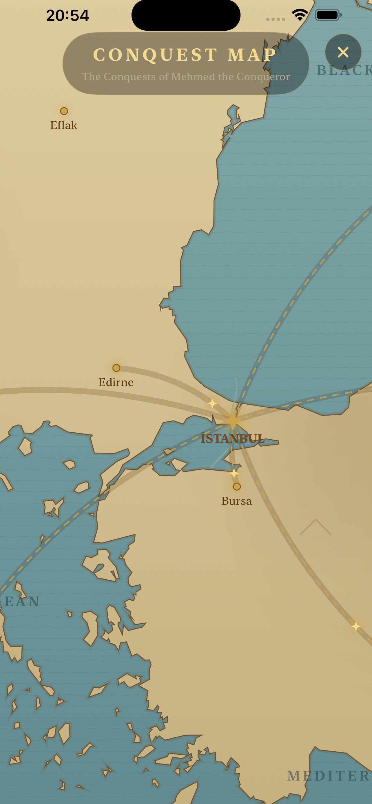 Conquest map screen in English