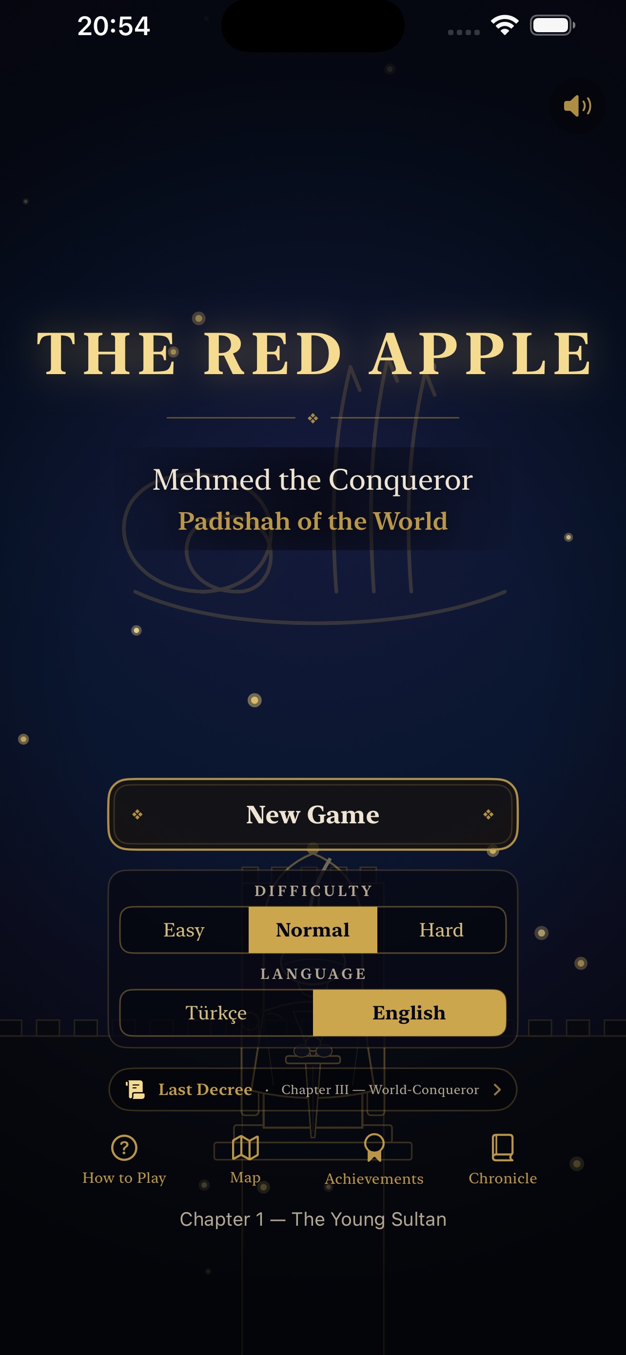 The Red Apple iPhone main menu