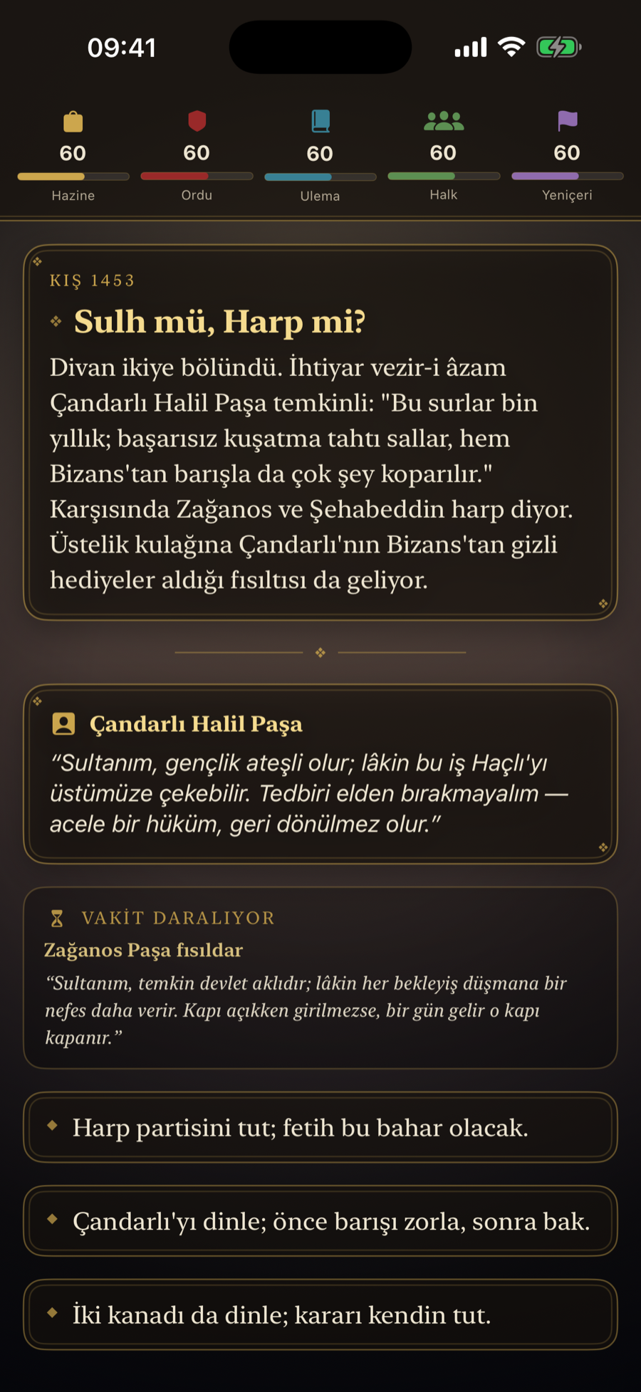 Divan fısıltısı ve karar ekranı