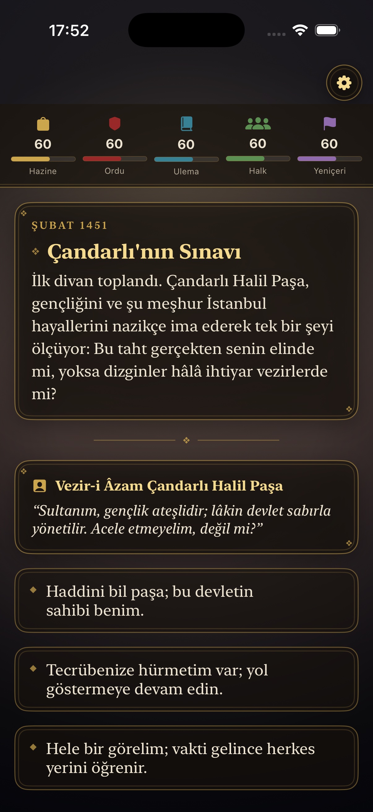 Divan fısıltısı ve karar ekranı